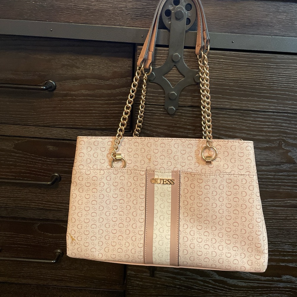 Guess Blush and Gold Shoulder Bag